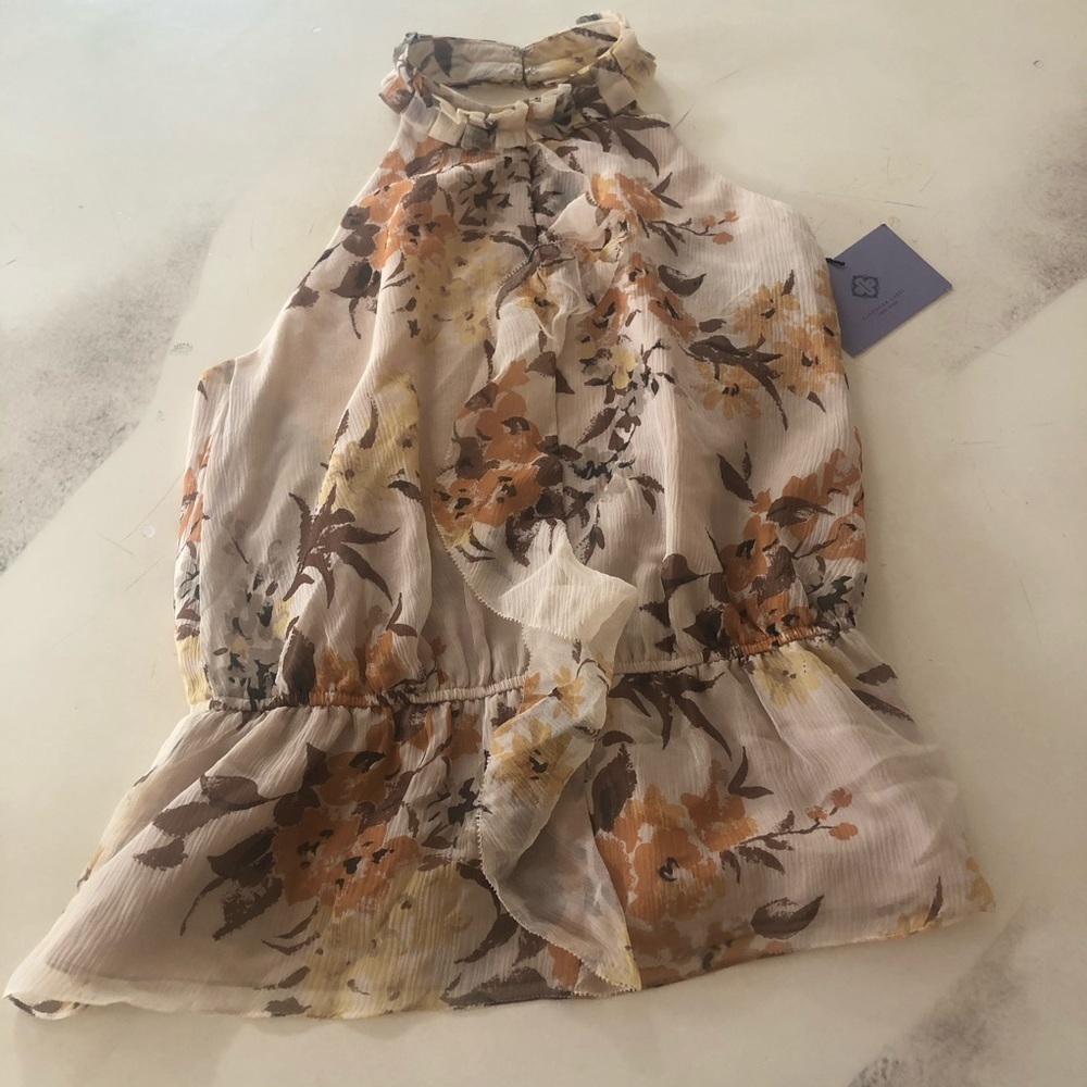 NWT Vera Wang Silk Floral Halter Top Size 2